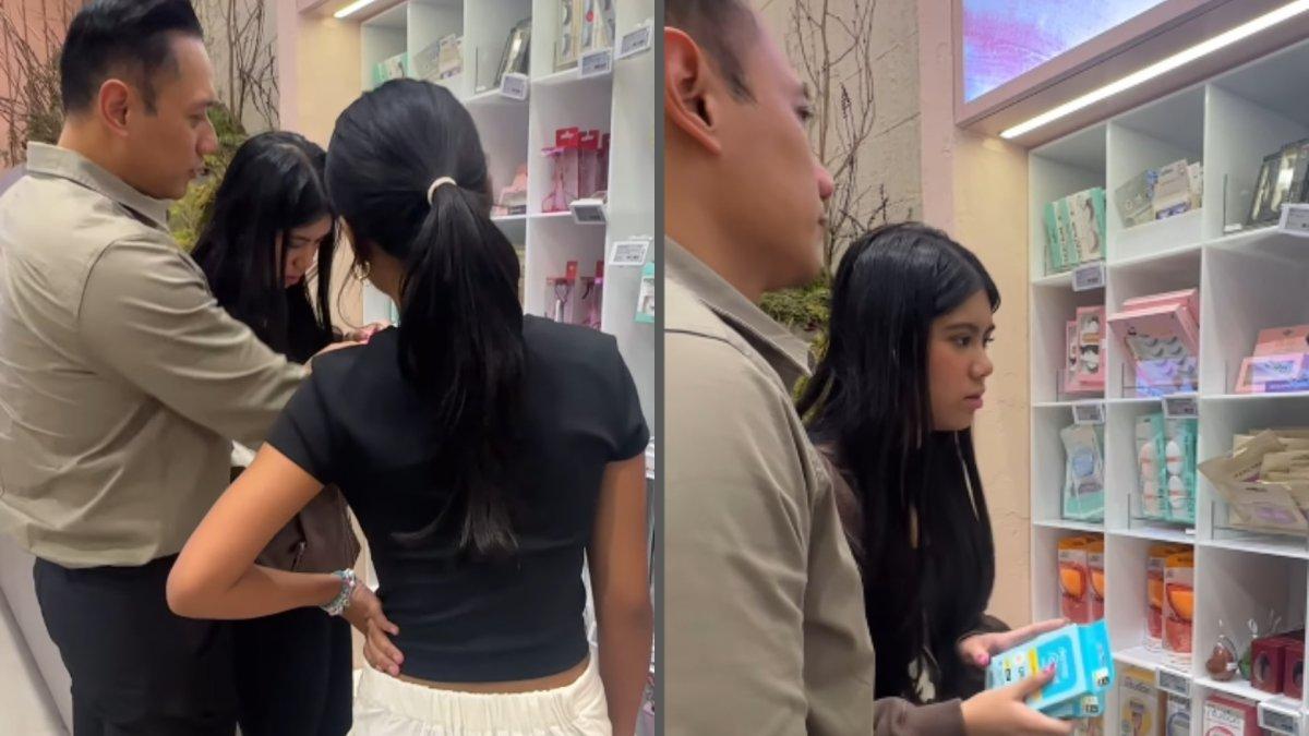 Momen ketika AHY temani anak gadisnya belanja make up.