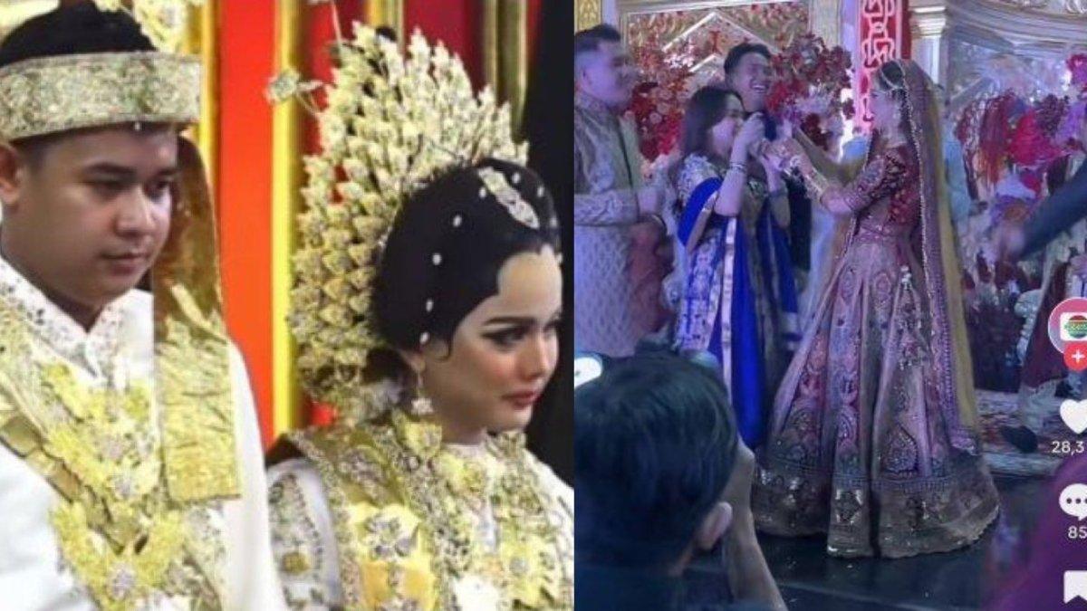 Momen resepsi pernikahan Putri Isnari dan Abdul Aziz, pesta ala Bollywood, meriah sawer para artis.