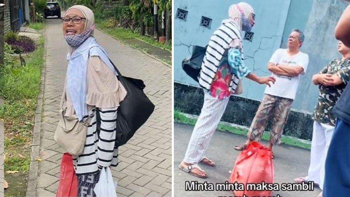 Momen seorang ibu marah-marah karena tidak diberi sedekah.