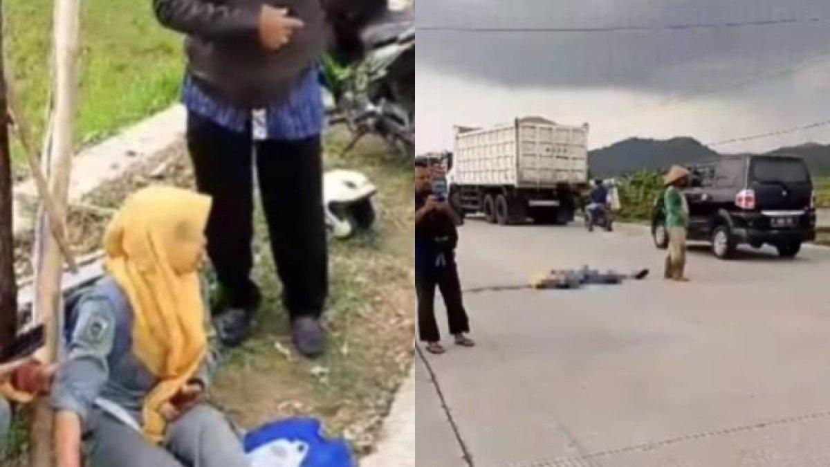 Motor oleng tertimpa baliho caleg, siswi SMK tewas tertabrak dari belakang, temannya histeris