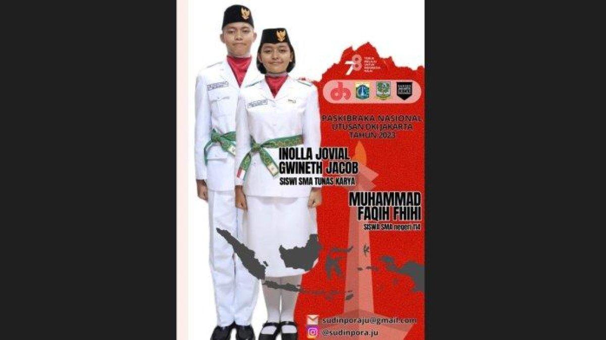 Muhammad Faqih Fhihi (16) dan Inolla Jovial Gwineth Jacob (15), dua pelajar Jakarta Utara yang terpilih sebagai pasukan pengibar bendera atau Paskibraka Nasional 2023, peringatan Upacara HUT ke-78 Kemerdekaan RI di Istana Negara, Kamis (17/8/2023).