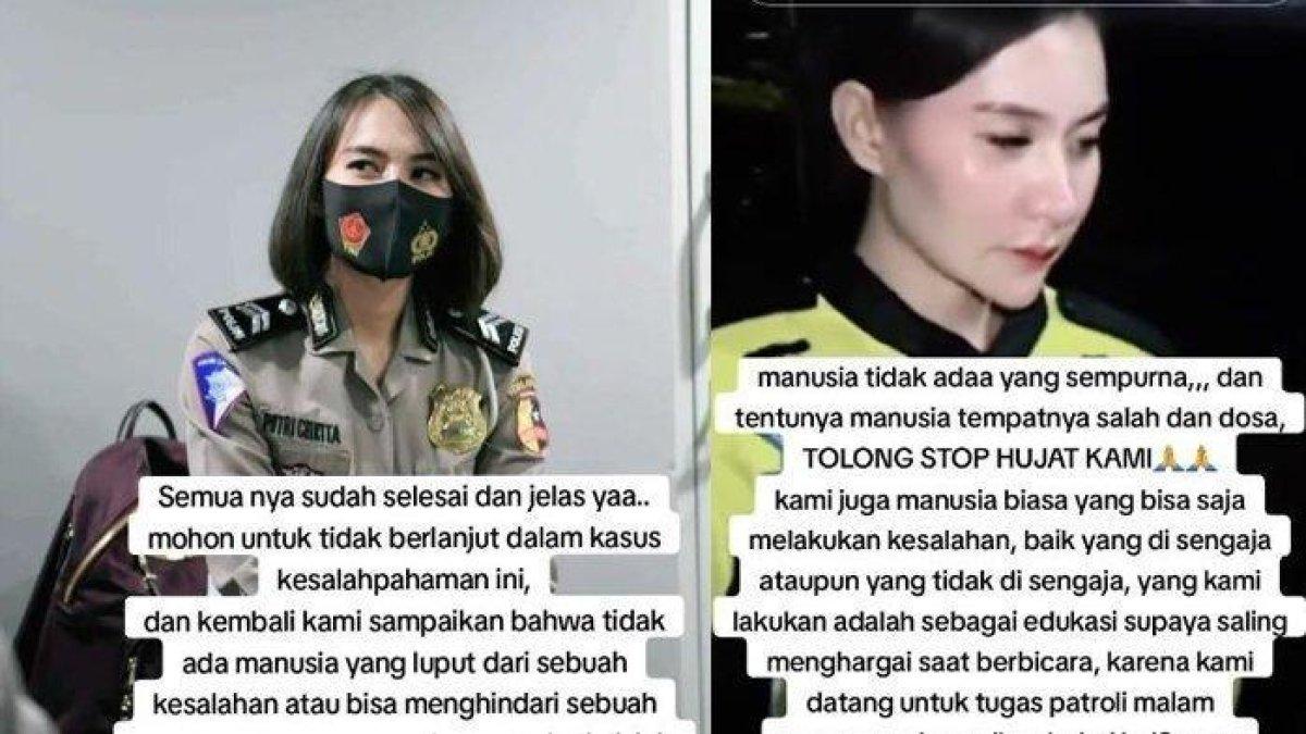 Muncul permintaan maaf Polwan Putri Cikita yang viral di medsos.