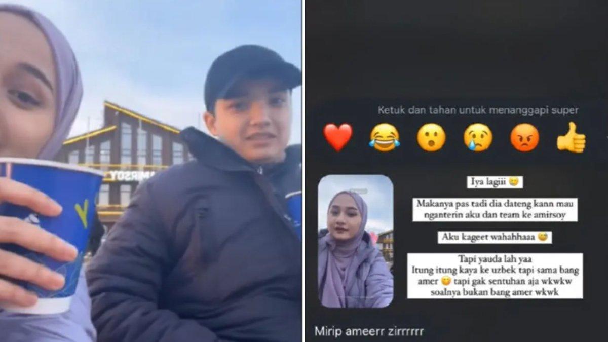 Nadzira Shafa bertemu pria mirip Ameer Azzikra di Uzbekistan