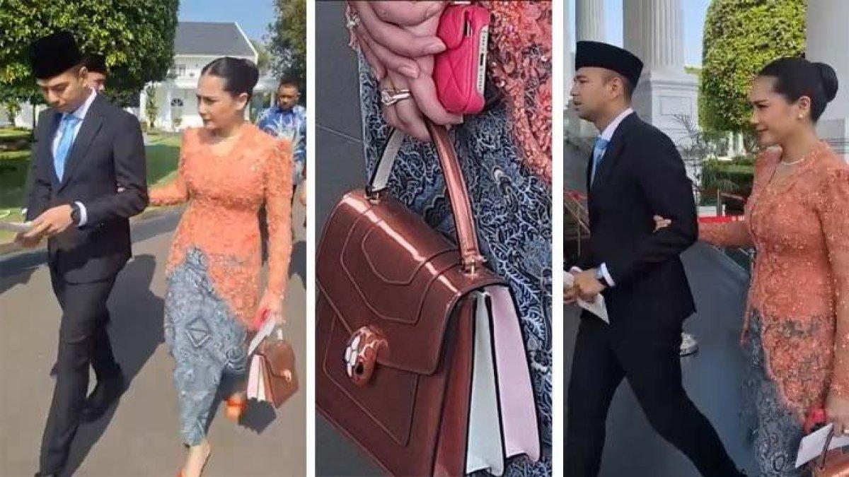 Nagita Slavina menenteng tas mewah di acara pelantikan Raffi Ahmad