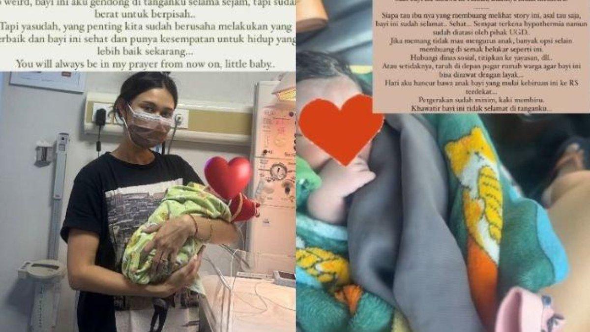 Nana Mirdad saat mengabarkan penemuan bayi oleh ART-nya di semak-semak dekat rumah.