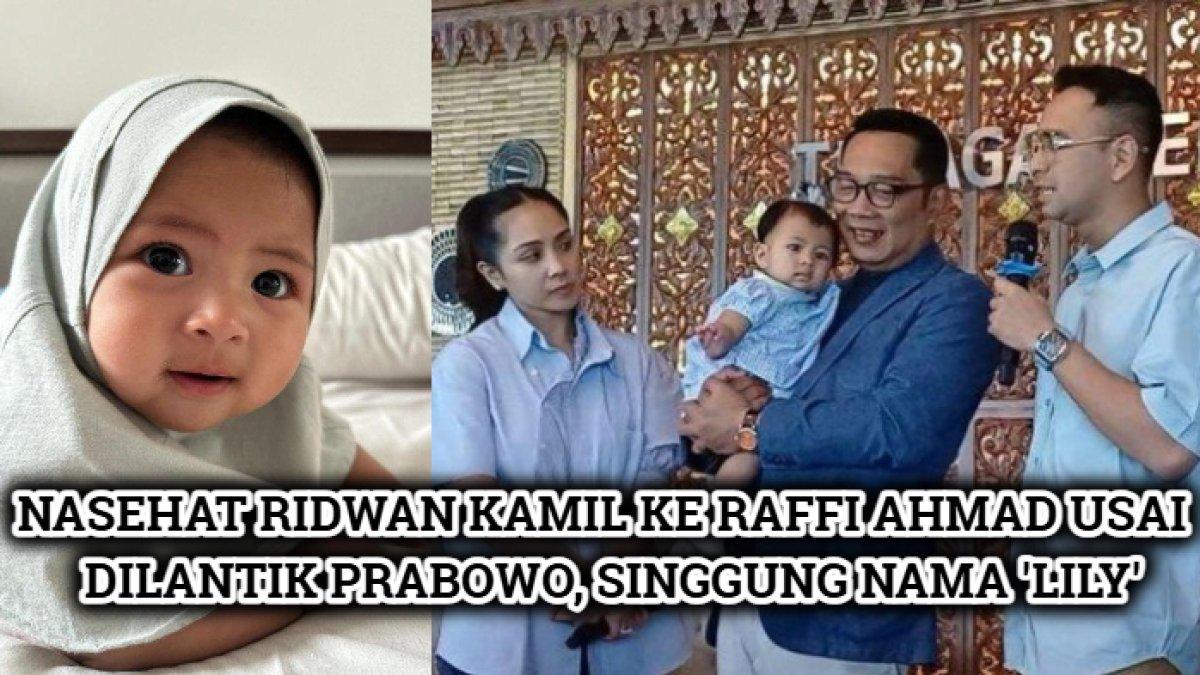 Nasehat Ridwan Kamil ke Raffi Ahmad setelah dilantik Prabowo menjadi Utusan Khusus Presiden, singgung nama Lily.