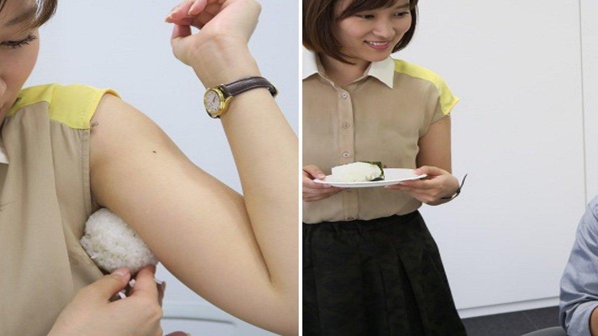 Nasi onigiri dibuat dengan ketiak wanita cantik yang penuh keringat.