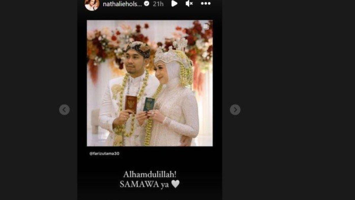 Nathalie beri ucapan selamat kepada Fariz Utama dan istri