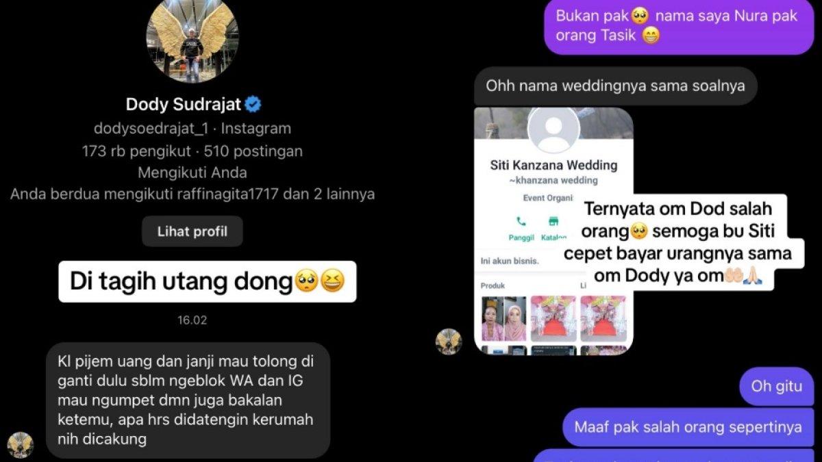 Nura menunjukkan isi DM dari Doddy Sudrajat mendadak menagih utang