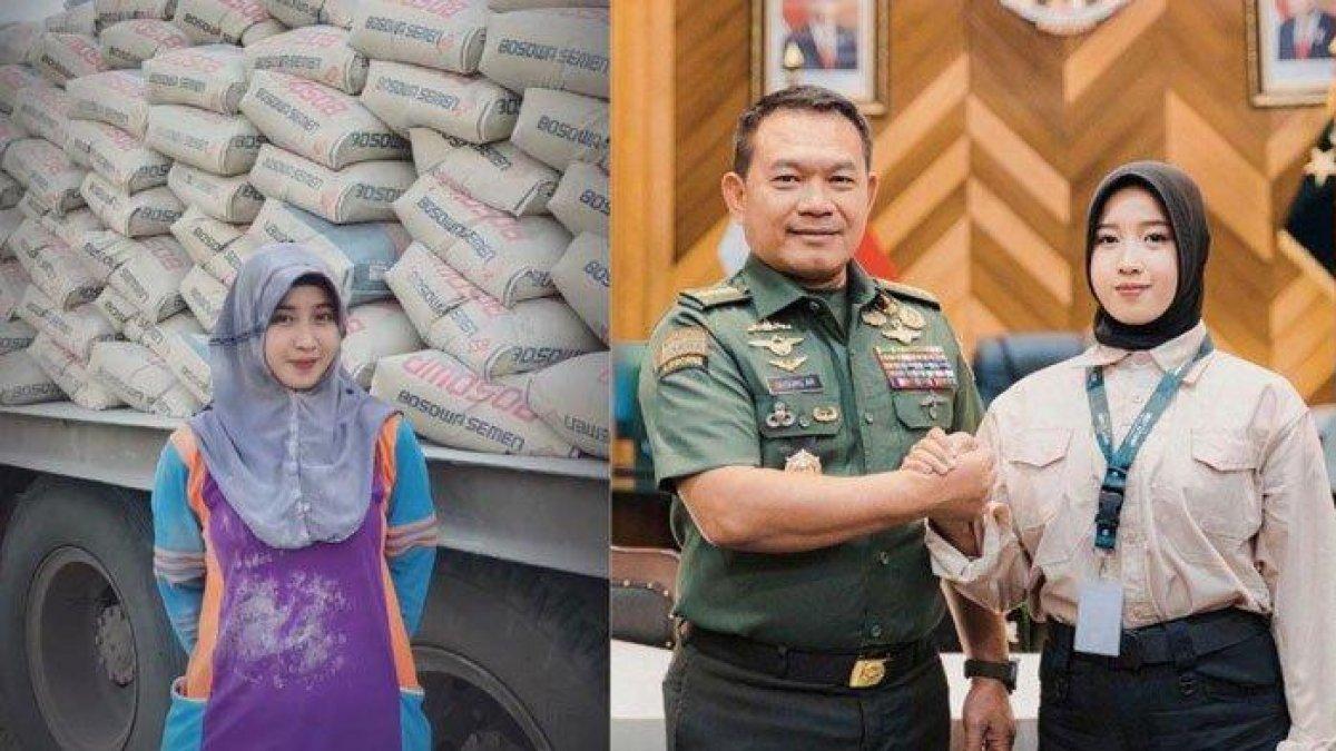 Nuraini Gadis yang Viral kerja angkat sak semen bertemu dengan KASAD Jenderal Dudung Abdurachman.