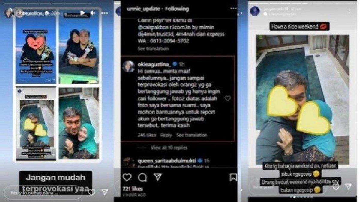 Okie Agustina dapati salah satu akun yang mengaku sebagai kekasih Gunawan Dwi Cahyo bahkan menulis kata-kata provokatif.