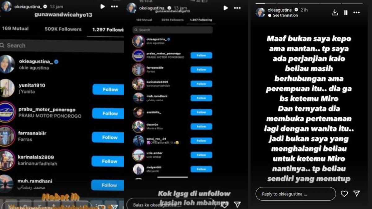 Okie Agustina pergoki Gunawan Dwi Cahyo follow seorang cewek.
