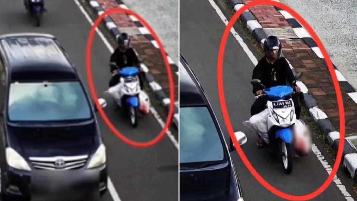 PEMBUNUHAN DI TANGERANG - Pembunuh pria di Tangerang terekam CCTV membawa mayat korban pakai motor.