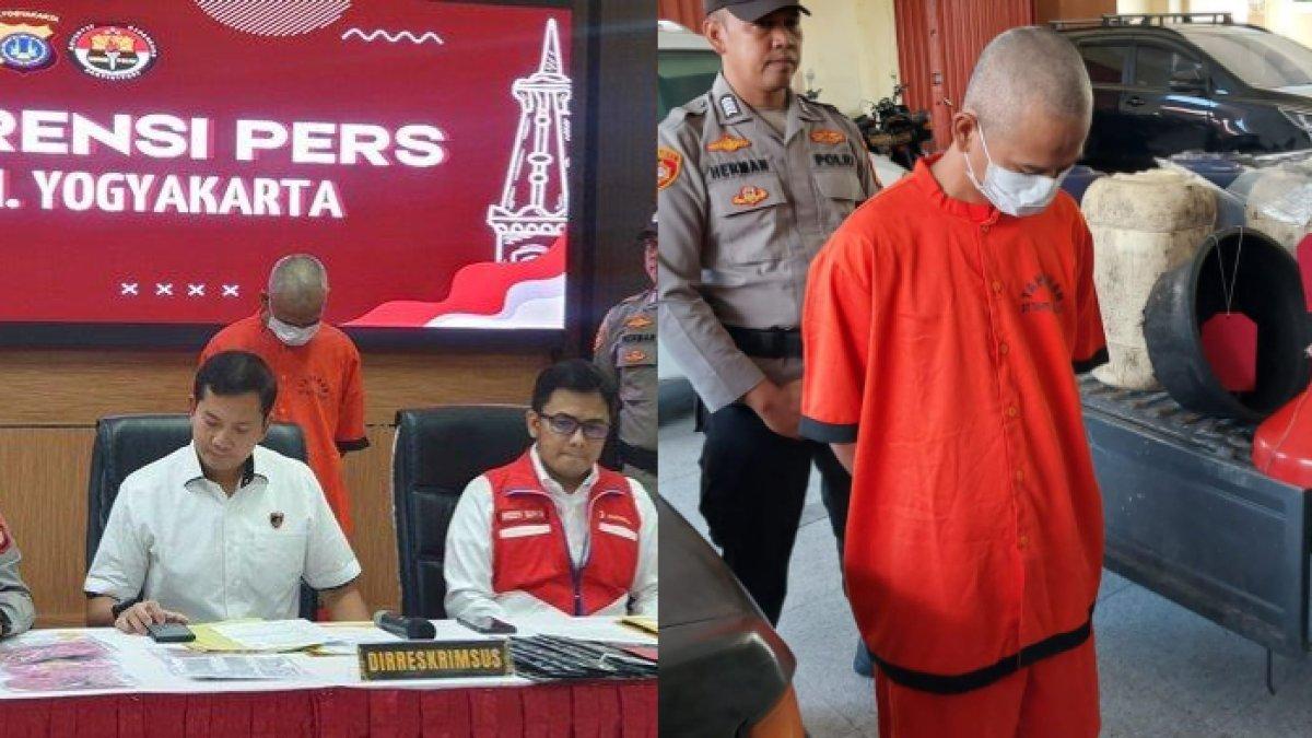 PENIMBUN SOLAR DI SLEMAN,-  Jumpa pers di Mapolda DIY, Kamis (13/3/2025). Polisi mengamankan pria berinisial AM (41) warga Moyudan, Kabupaten Sleman atas penyalahgunaan Bahan Bakar Minyak (BBM) bersubsidi (KIRI). Pelaku penyalahgunaan BBM bersubsidi jenis Bio Solar berinisial AM (41) saat di Mapolda DIY (KANAN). Modus AM penimbun BBM solar di Sleman, DIY, tangki mobil dimodif menjadi berkapasitas seratus liter.
