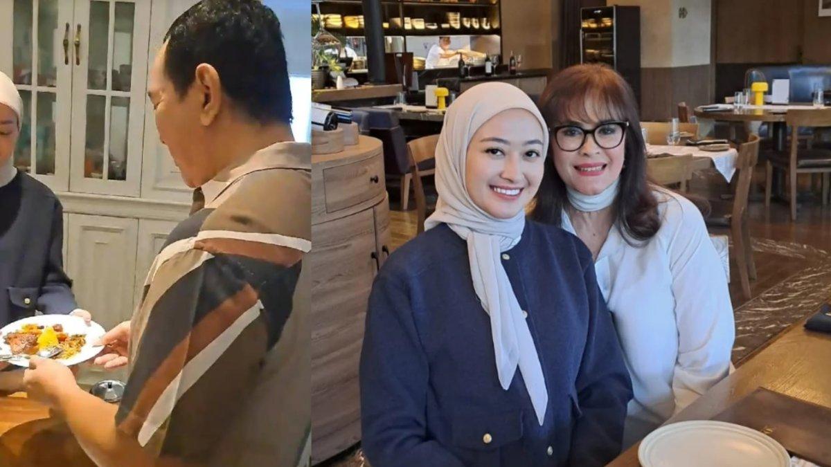 PUTERI MODIYANTI ULTAH - Puteri Modiyanti memberikan potongan tumpeng pertama kepada sang ayah, Tommy Soeharto, dalam perayaan ulang tahunnya pada Minggu (9/2/2025). Puteri Modiyanti adalah anak dari pernikahan siri Tommy Soeharto dan Sandy Harun