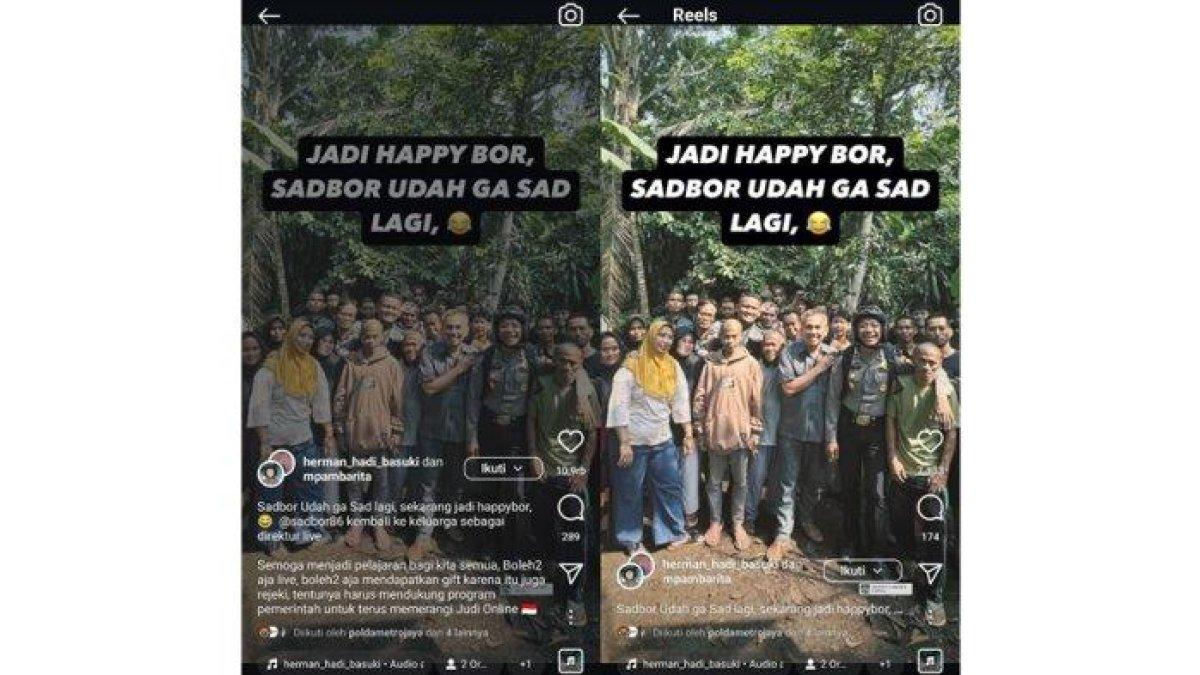 Pak Bhabin foto bersama Sadbor di luar tahanan setelah Sadbor terjerat kasus promosi judi online.