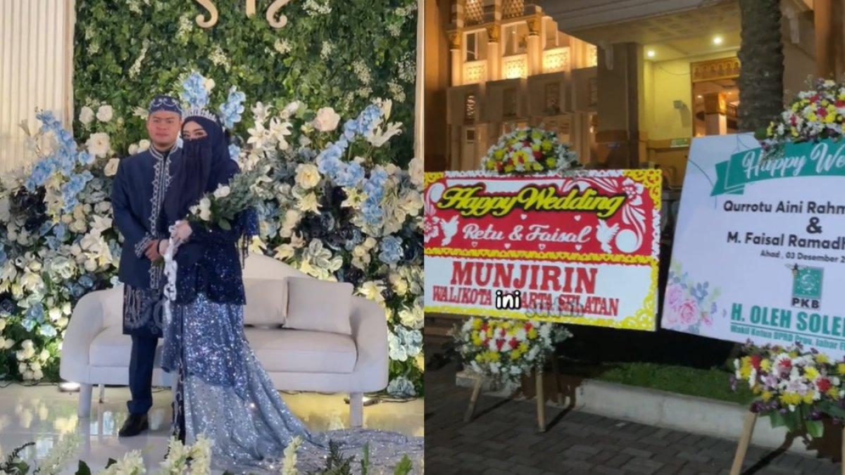 Papan bunga ucapan selamat untuk pernikahan Neng Qu
