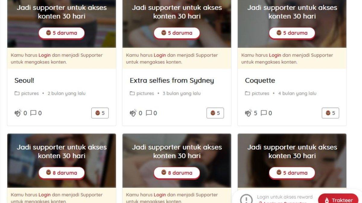 Para penggemar memberikan dukungan berupa Daruma, yakni mata uang yang dipakai dalam platform Trakteer.