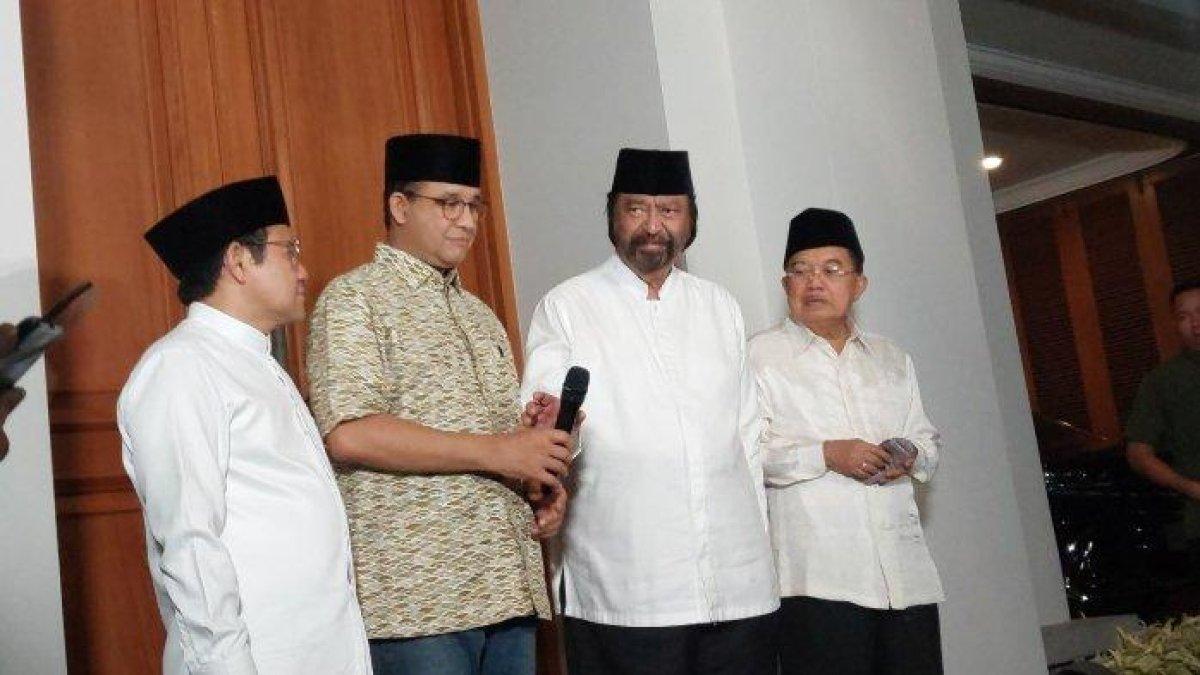 Pasangan capres dan cawapres Anies Baswedan-Muhaimin Iskandar, Surya Paloh, Jusuf Kalla