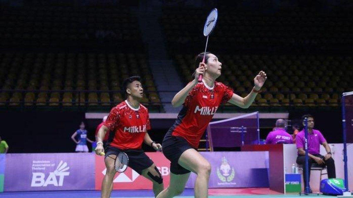 Pasangan ganda campuran Indonesia, Dejan Ferdinansyah/Gloria Emanuelle Widjaja, pada babak pertama Thailand Open 2024 di Nimibutr Stadium, Bangkok, Selasa (14/5/2024).