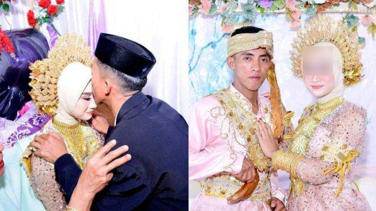 PERNIKAHAN VIRAL - Tangkap layar Akun Facebook Nars Dontu Vecek, Kamis (13/2/2025), memperlihatkan pasangan pengantin di Kabupaten Jeneponto, Sulawesi Selatan. Mempelai wanita menggantikan kakaknya yang kabur sehari jelang akad nikah.