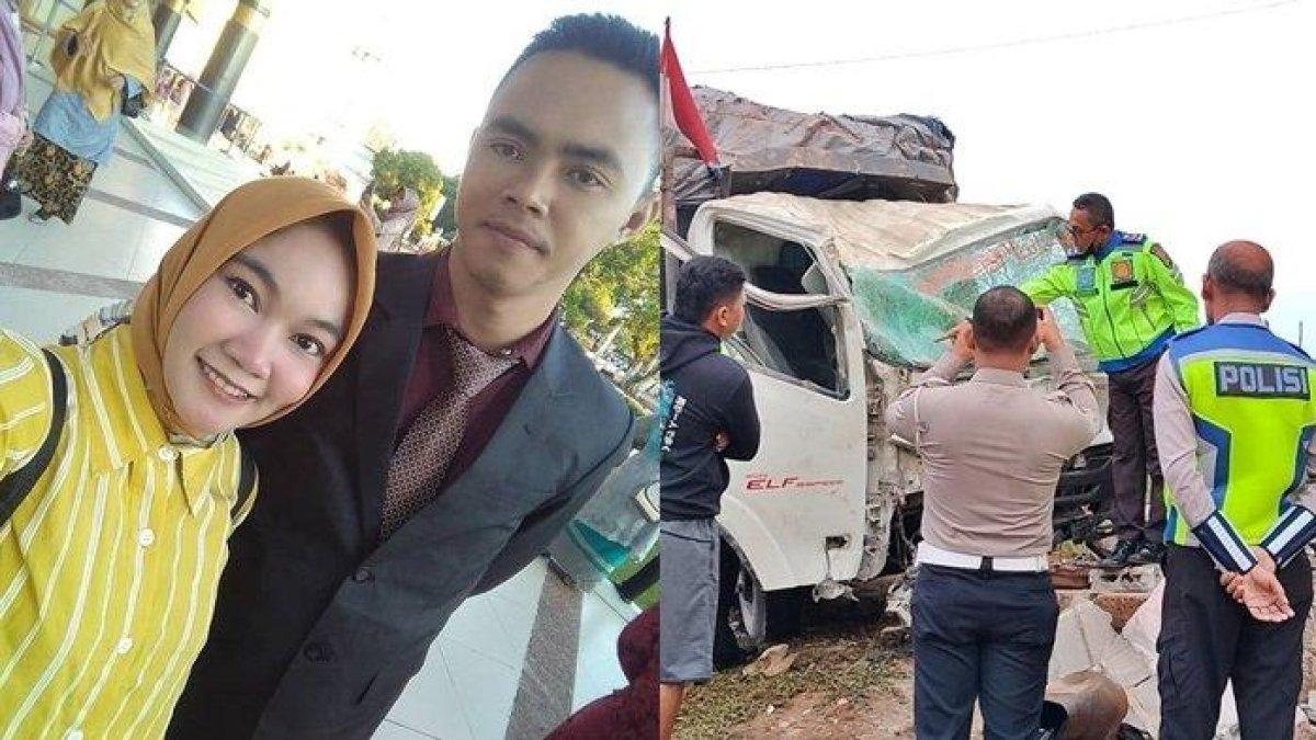 Romi Yudistira dan Ajeng Kusula Wardani, pasutri asal Banyuasin yang meningggal usai tertabrak truk saat mengendarai sepeda motor, Selasa (22/8/2023).