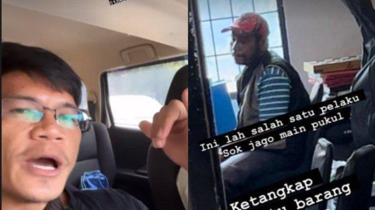 Pelaku memelas sambil minta maaf kepada Laurend Hutagalung saat bertemu di Polres Jakarta Selatan, Sabtu (2/9/2023). Pelaku yang mengenakan topi berwarna merah itu mengaku hanya ikut-ikutan karena sebelumnya sedang merasa emosi.