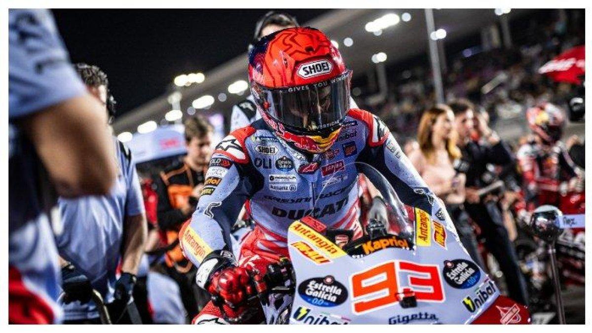 Pembalap Gresini Ducati, Marc Marquez persiapan sebelum balapan MotoGP Qatar 2024 di Sirkuit Lusail, Senin (11/3/2024) dini hari WIB. Marc Marquez finish di posisi keempat.