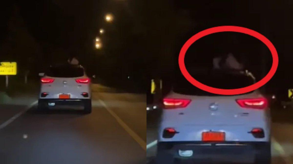 Penampakan putih rambut panjang di atas mobil, terungkap wujud aslinya