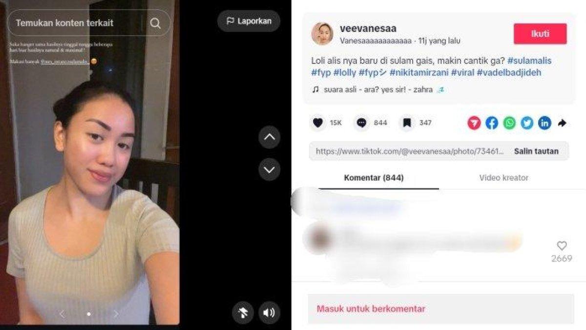 Penampilan Lolly pasang sulam alis