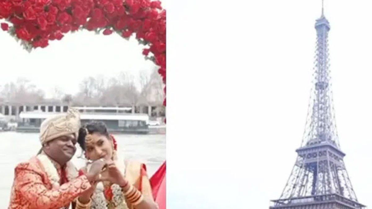 Pengantin India gelar nikahan di Menara Eiffel Paris, gaya tetap tradisional