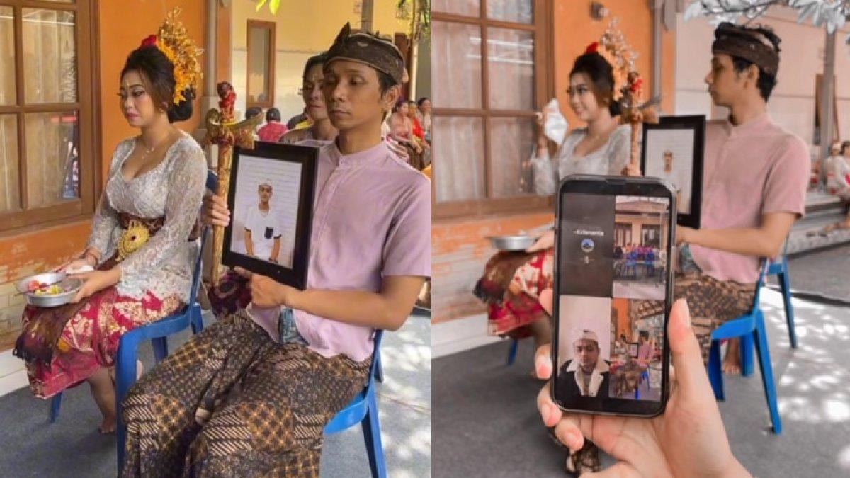 Pengantin wanita di Bali jalani upacara pernikahan tanpa mempelai pria di sampingnya a