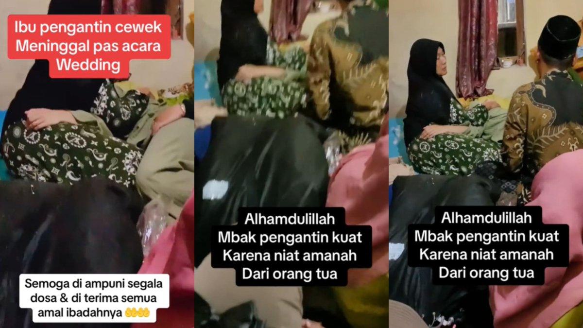 Pengantin wanita nangis pilu ibunda meninggal di hari pernikahannya