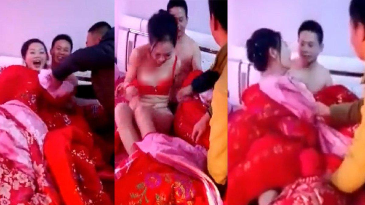 Pengantin wanita tiba-tiba pakaiannya dilucuti oleh tamu dan nyaris telanjang