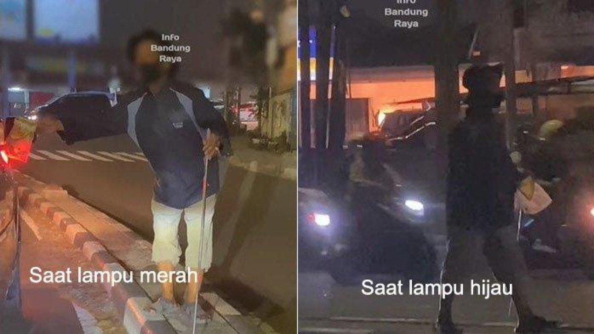 Pengemis di Bandung terekam pura-pura buta di simpang lampu merah