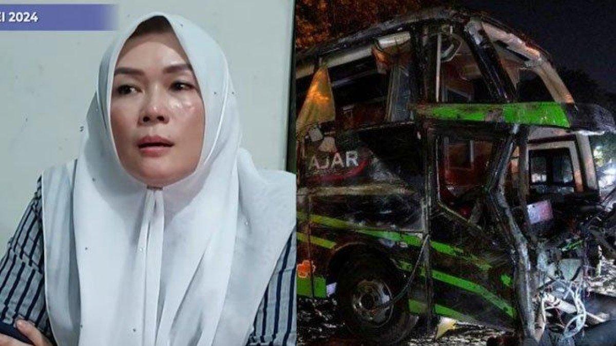 Pengurus Yayasan SMK Lingga Kencana, Dian Nurfarida tak bisa berkata-kata saat dicecar soal PO bus yang berbeda