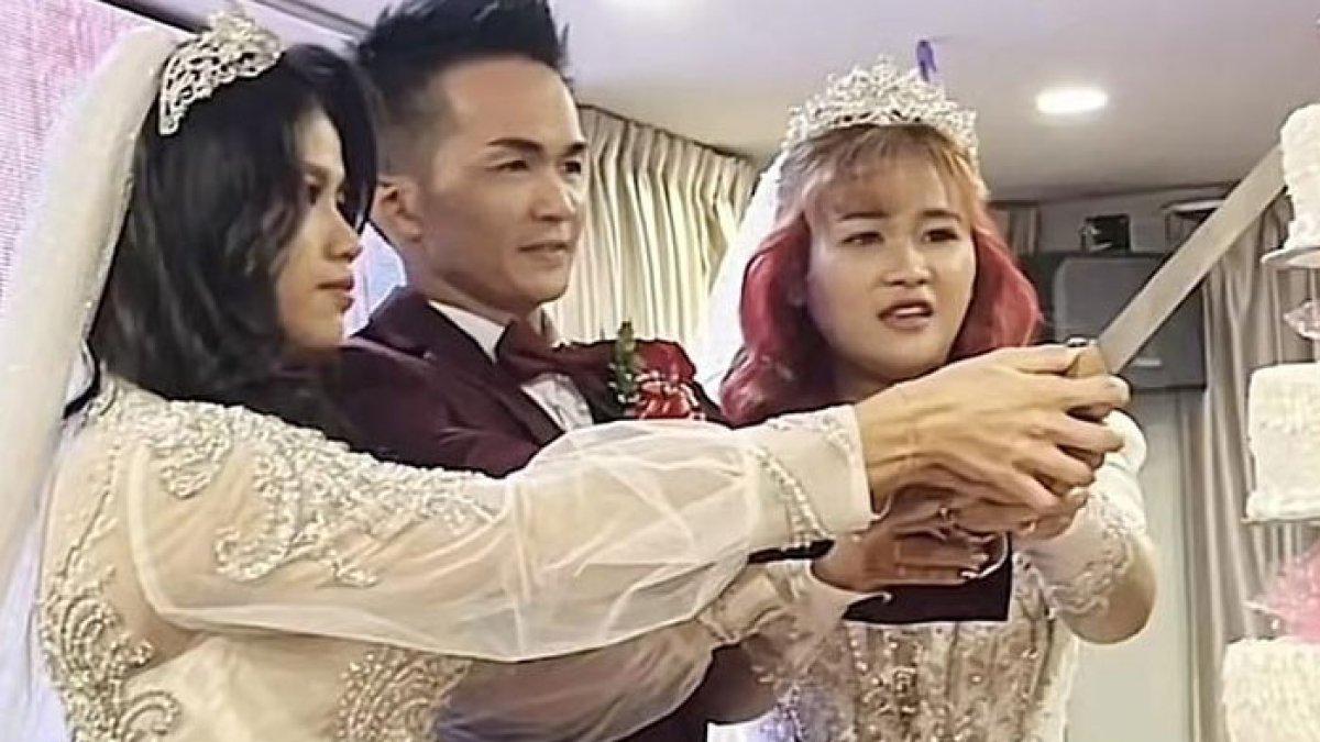Penjual mie menikah dengan 2 wanita sekaligus, ekspresi kontras 2 pengantin disorot