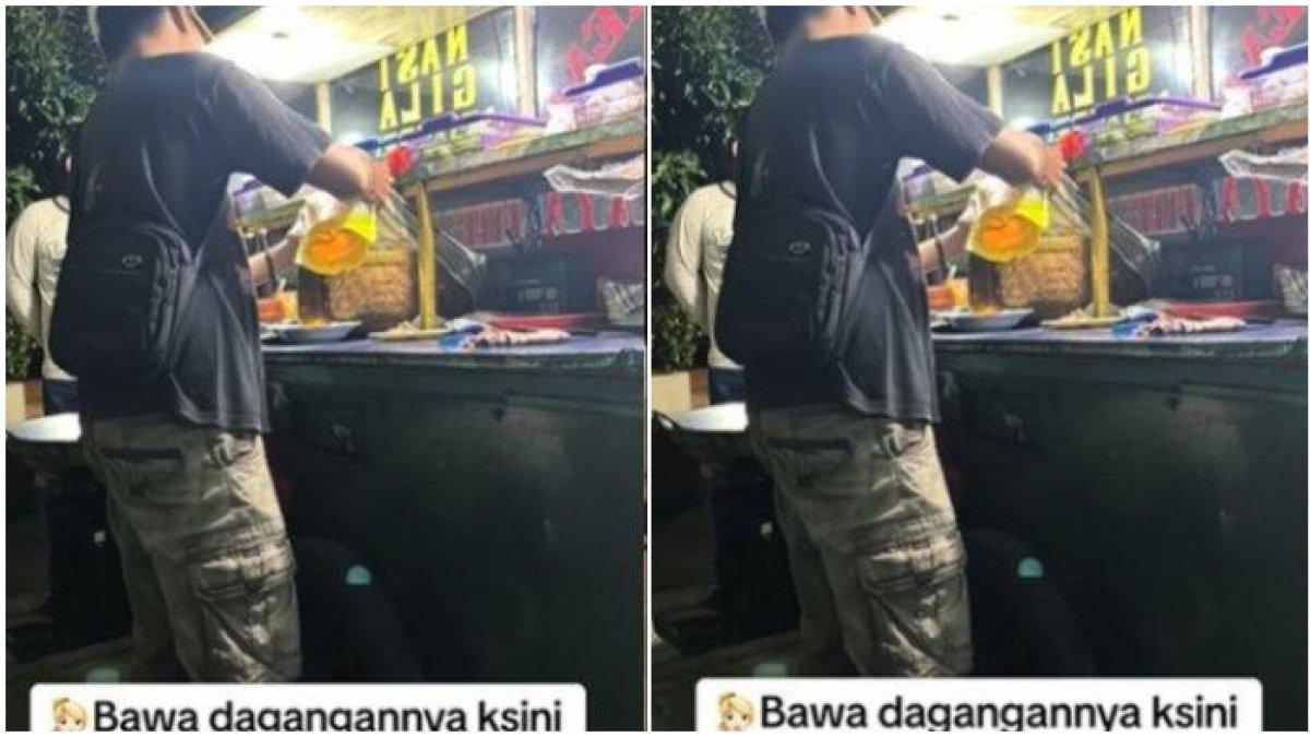 Sosok penjual nasgor bukber sambil dagang.