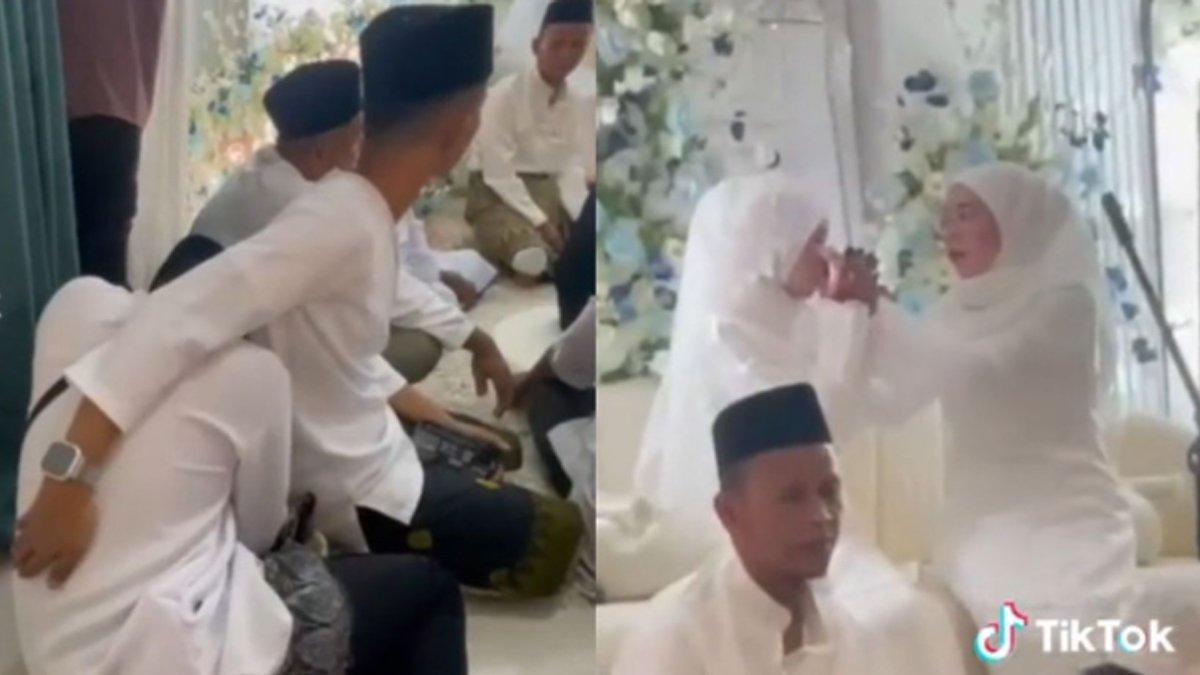 Pernikahan bahagia berubah menjadi haru lantaran ada adik menangisi sang kakak yang telah dipinang seorang pria