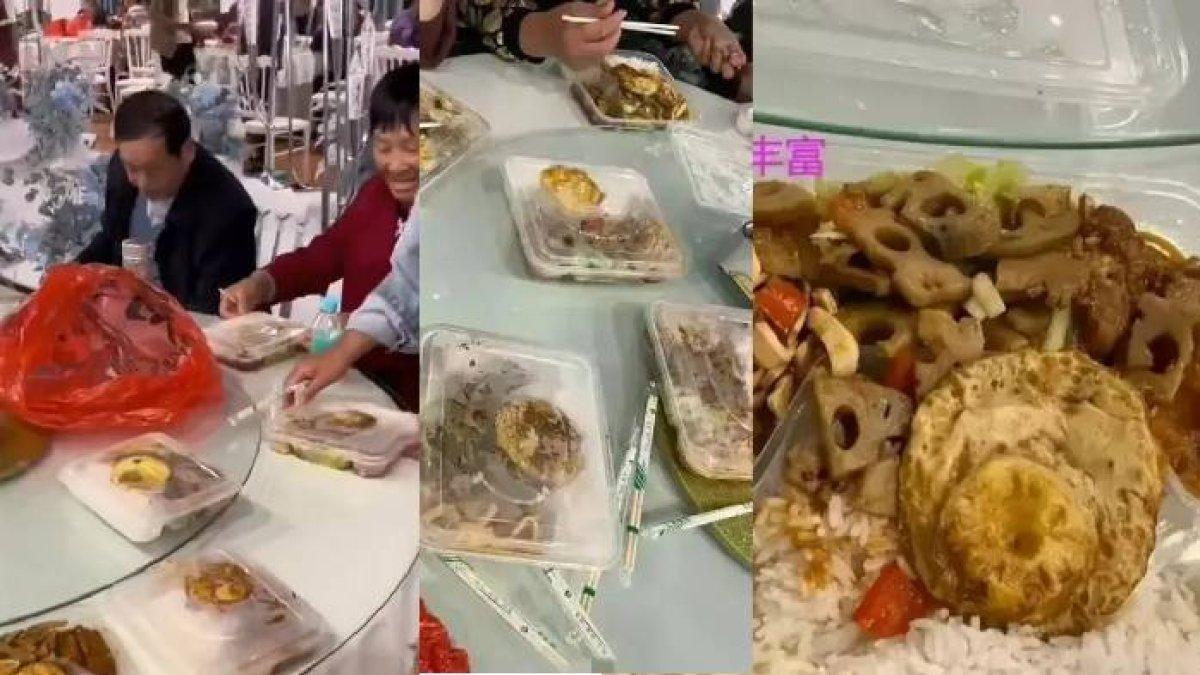 Pernikahan mewah di hotel hanya disuguhi tamu dengan nasi kotak