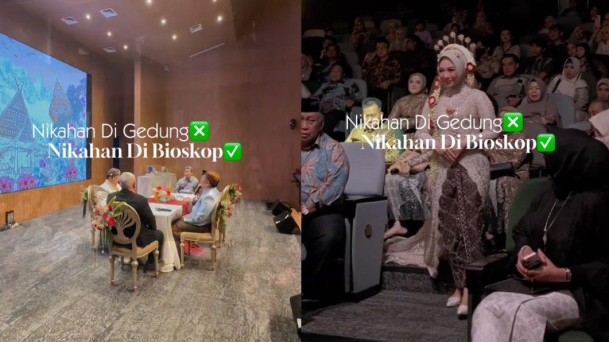 Pernikahan viral dengan konsep bak berada di bioskop