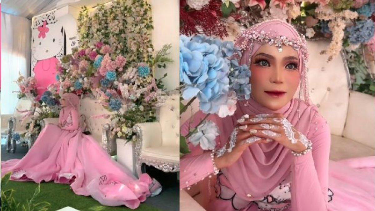 Pernikahan viral di TikTok, mempelai wanita pakai gaun Hello Kitty