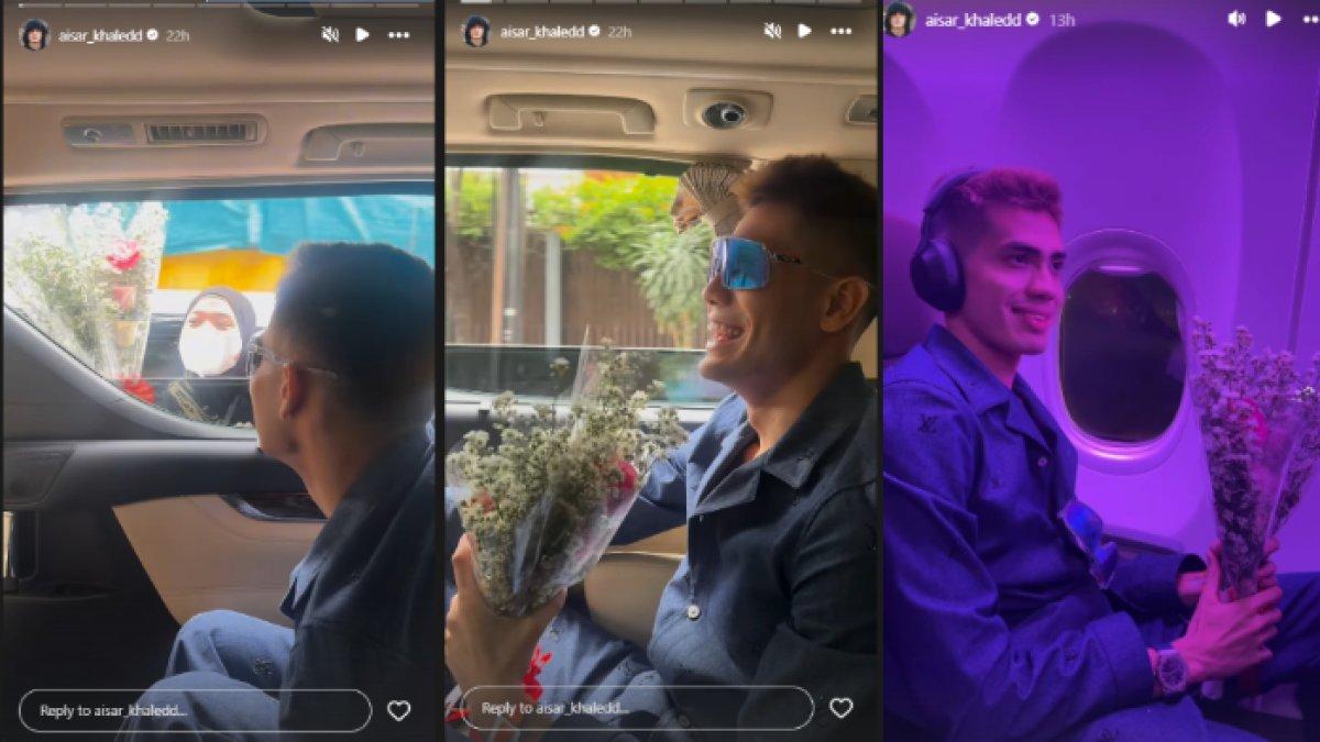 AISAR BELI BUNGA - Potret Aisar Khales saat membeli bunga dan membawanya ke Malaysia, diambil dari Instagramnya pada Rabu, 5 Februari 2025. Akibat aksi tersebut, ia digadang-gadang sebagai sosok pengirim bunga ke Fuji.
