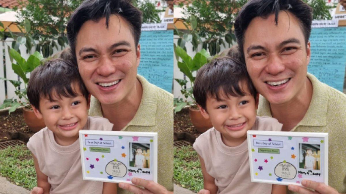 Potret Baim Wong ketika mengambil rapot Kenzo (2)