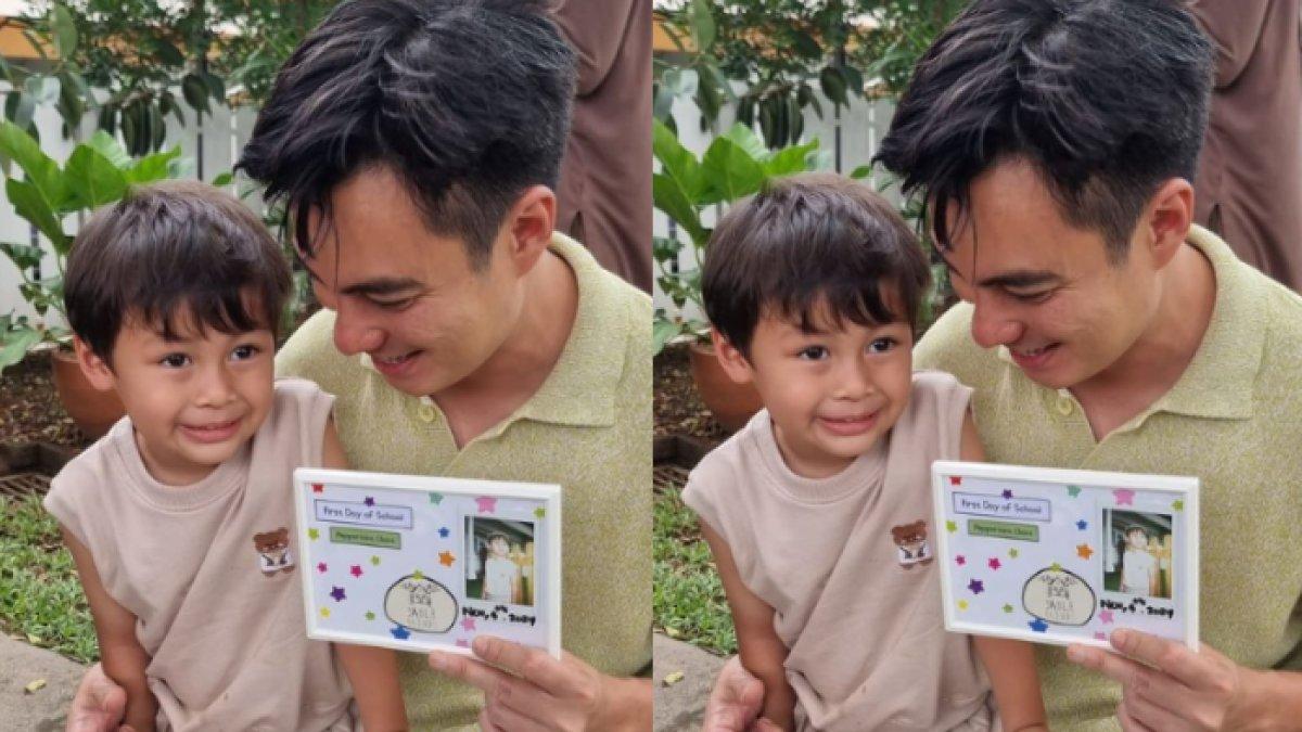 Potret Baim Wong ketika mengambil rapot Kenzo (5)