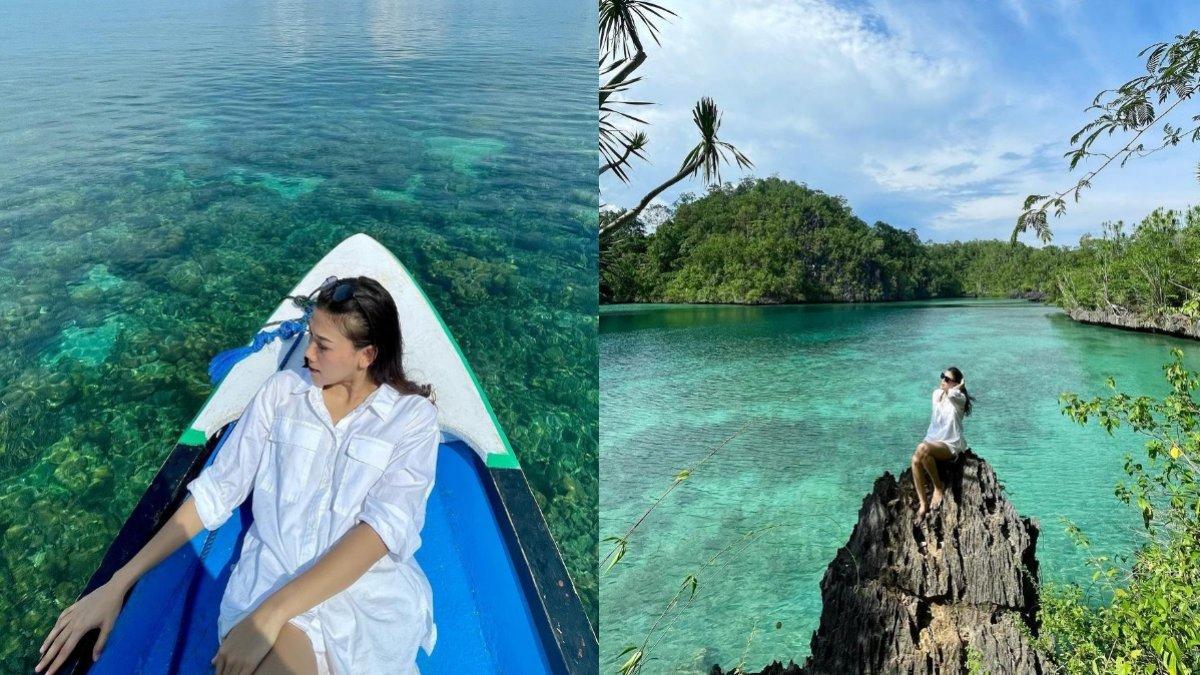 Potret Bella Damaika sedang liburan