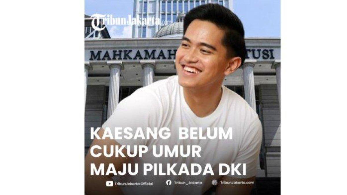 Potret Ketua Umu PSI Kaesang Pangarep dengan latar Mahkamah Konstitusi.