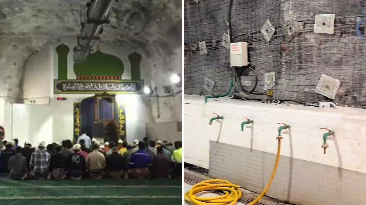 Potret Masjid Baabul Munawwar, bagian dalam dan tempat wudhu.