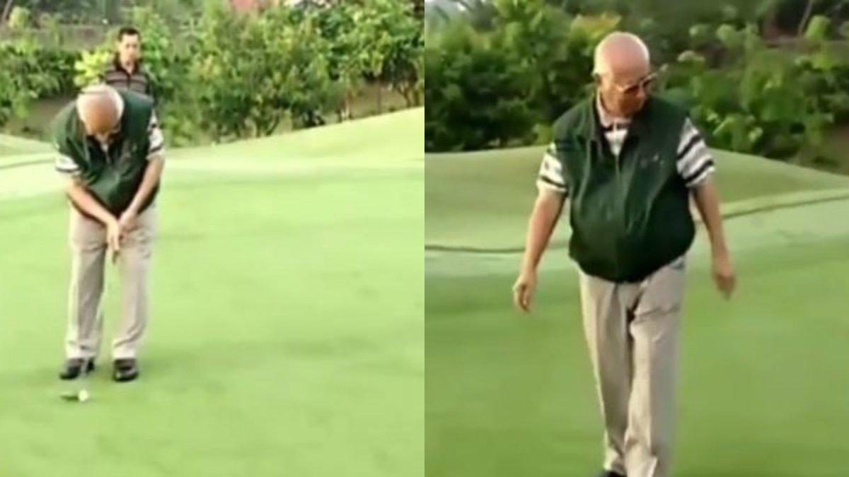 Potret Soeharto main golf.