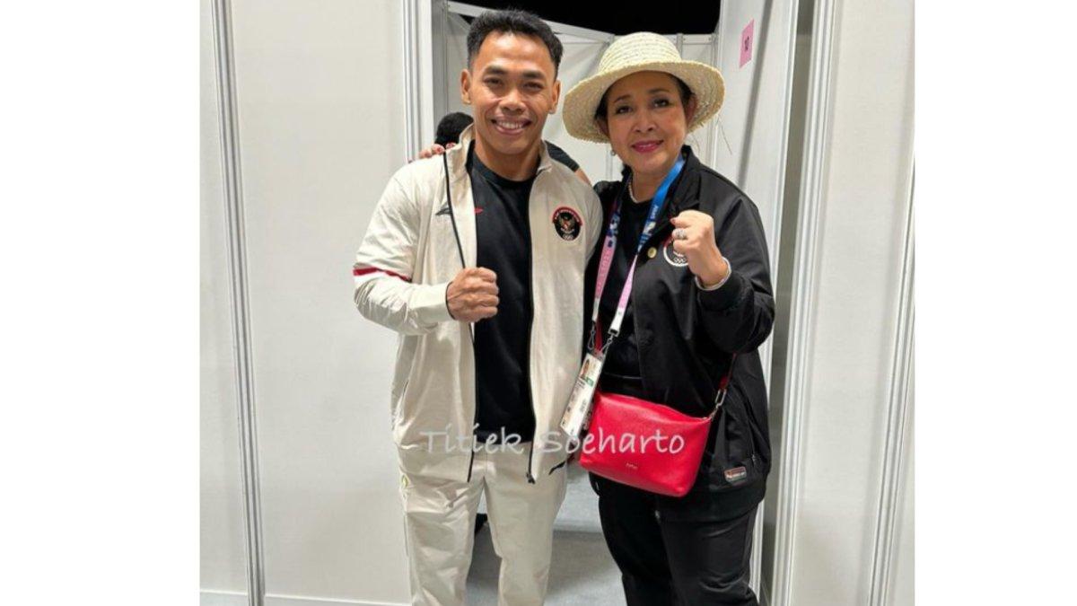 Potret Titiek Soeharto dukung atlet Indonesia di Olimpiade Paris.